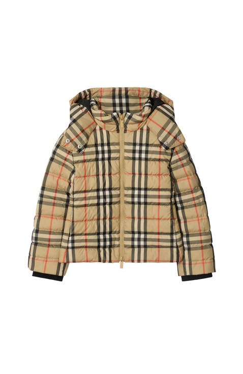 Check Hooded Puffer Jacket