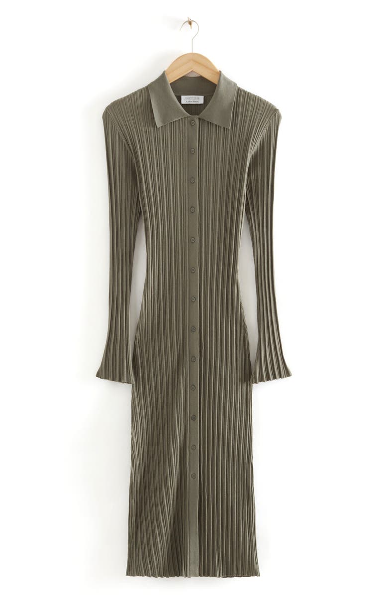 & Other Stories Long Sleeve Rib Sweater Shirtdress, Alternate, color,