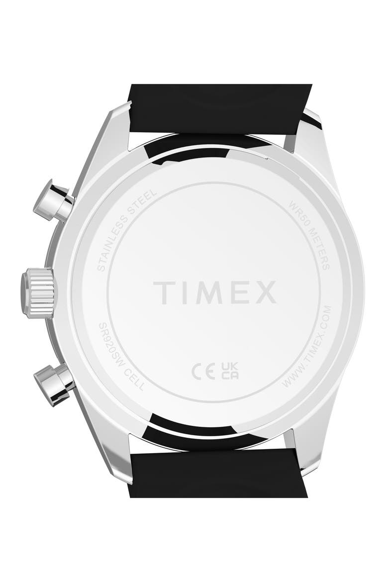Ridgefield Chronograph Silicone Strap Watch, 42mm, Alternate, color, MIDNIGHT/ SILVER-TONE