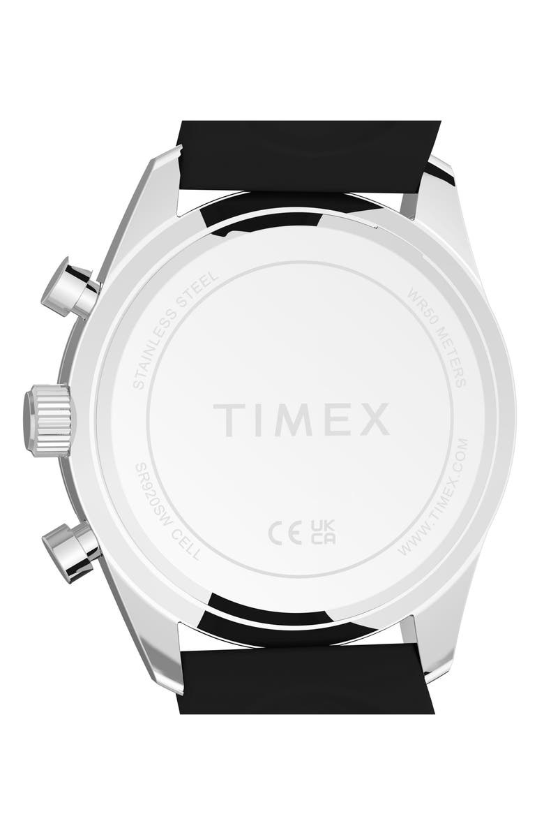 Timex<sup>®</sup> Ridgefield Chronograph Silicone Strap Watch, 42mm, Alternate, color, Midnight/ Silver-Tone