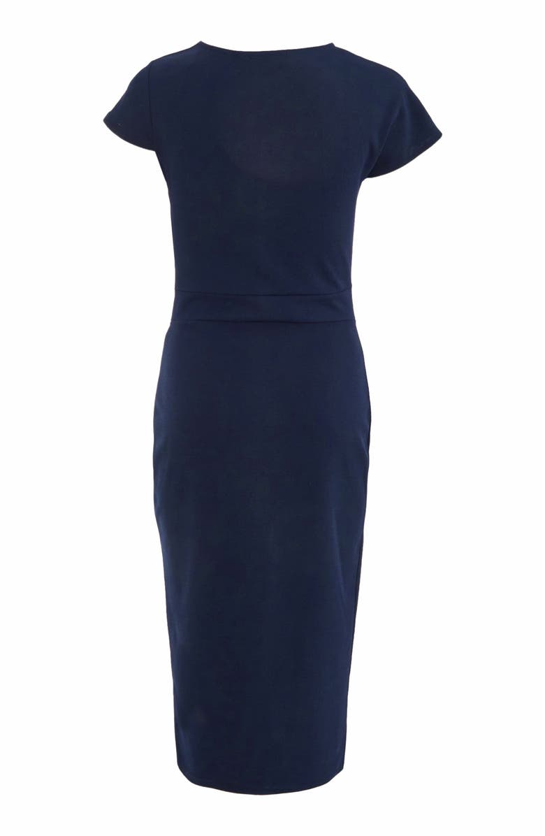 QUIZ Scuba Crepe Midi Dress With Buckle Detail, Alternate, color, 