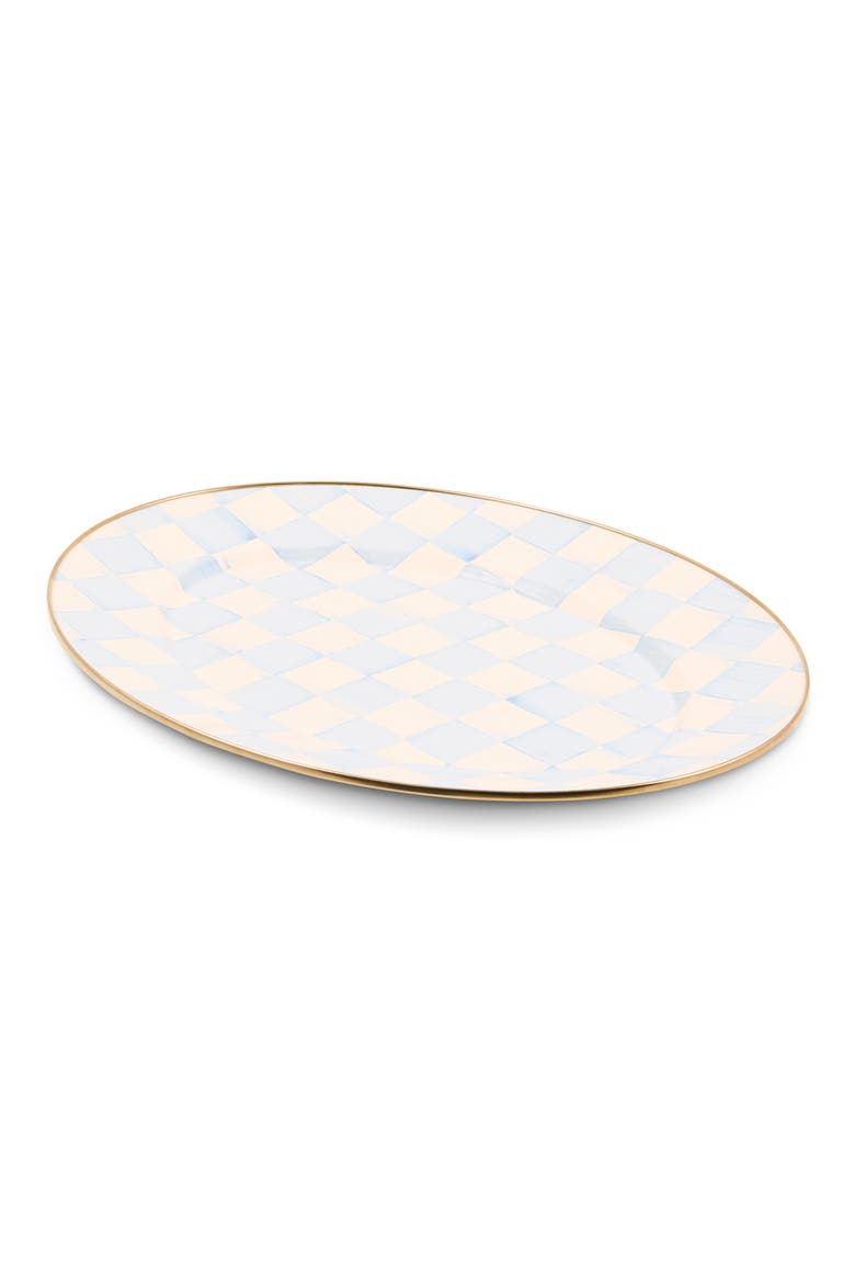 Sky Check Medium Oval Platter, Alternate, color, BLUE