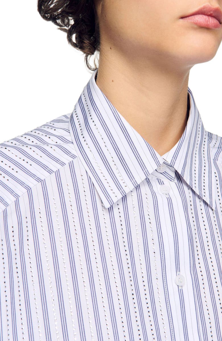 SANDRO Striped rhinestone shirt, Alternate, color, 