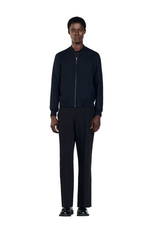 Sandro Zip-up Jacket In Navy Blue