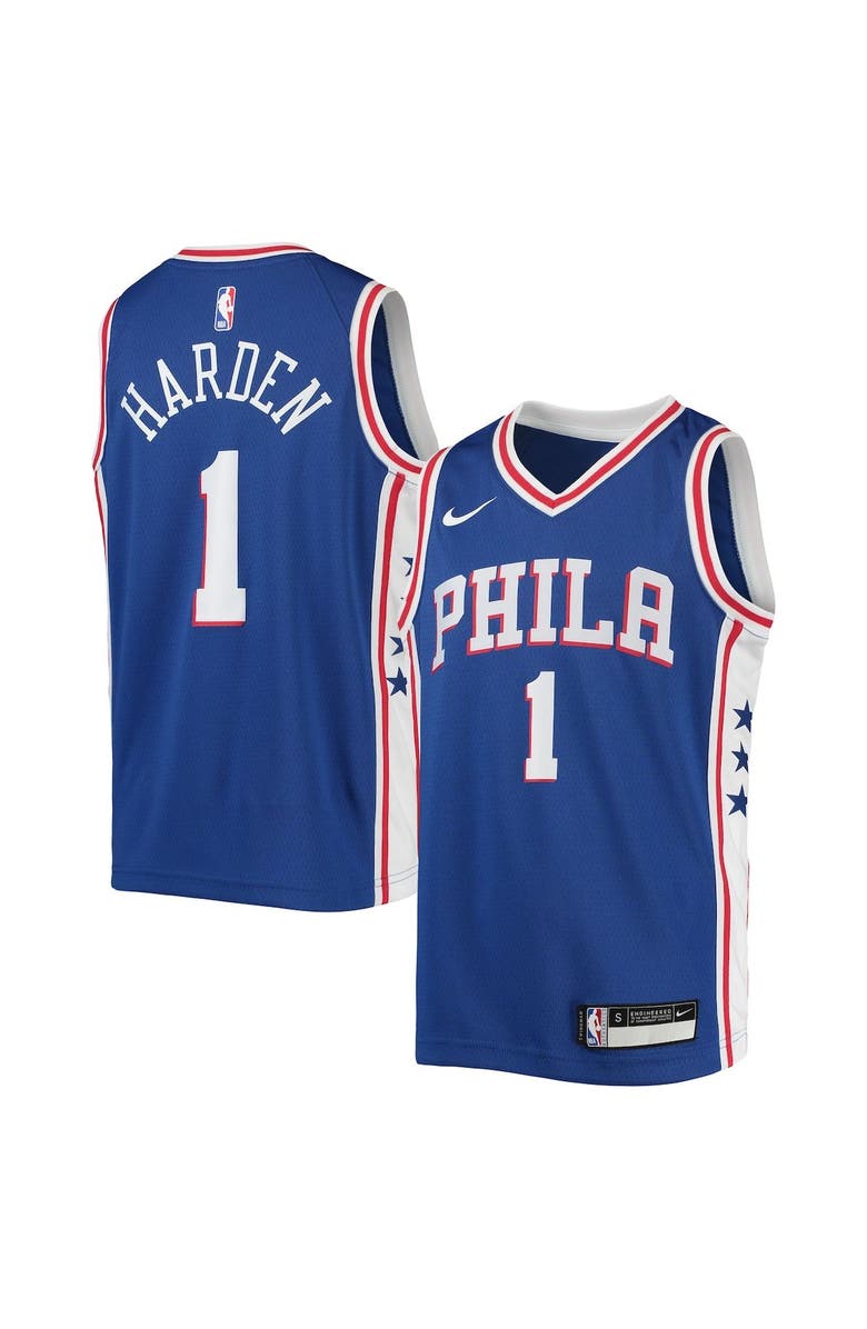 Nike Youth Nike James Harden Royal Philadelphia 76ers Swingman Jersey - Icon Edition, Main, color,