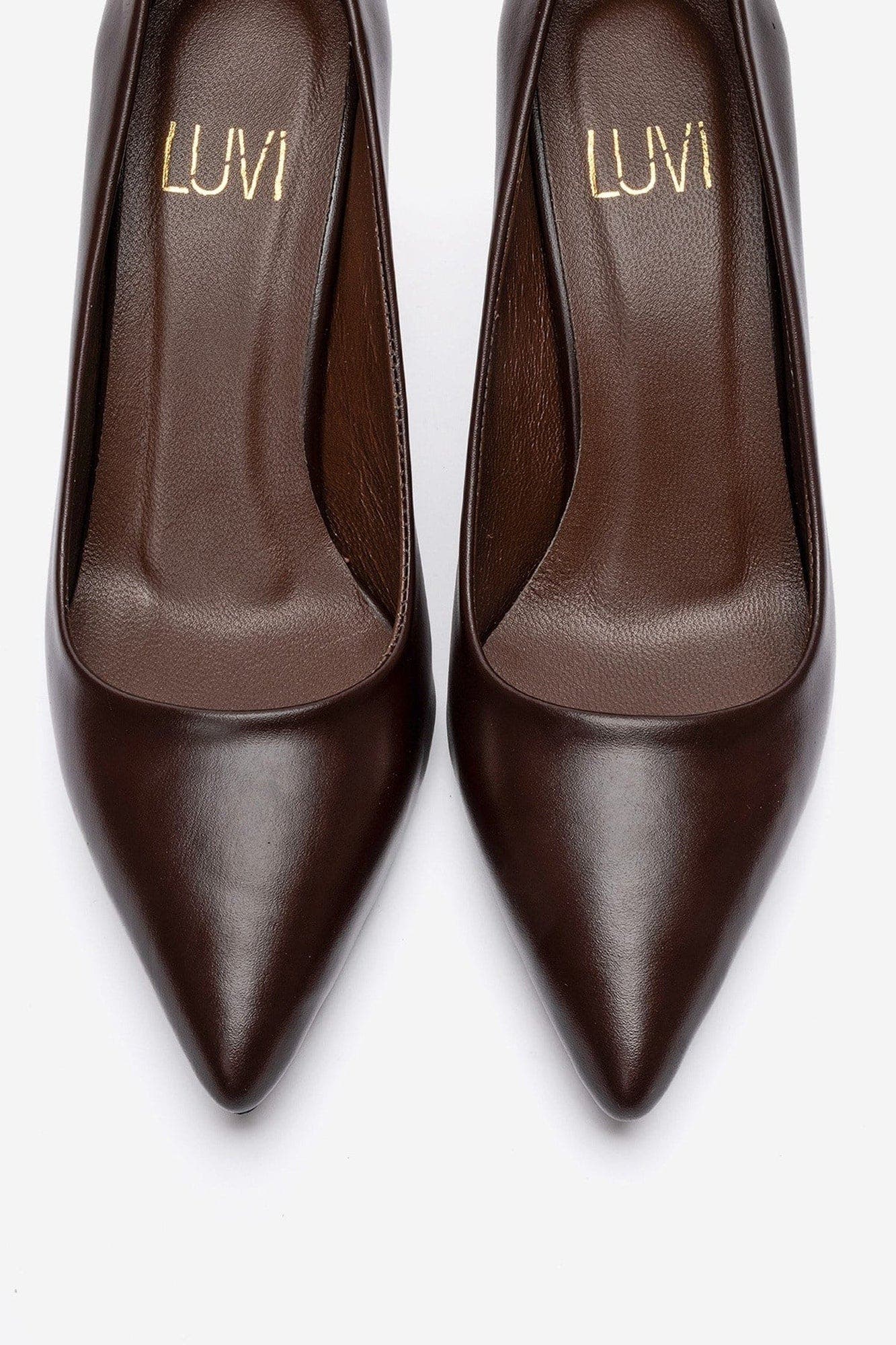 Clyde Leather Stiletto Pointed Toe Pump, Alternate, color, Brown