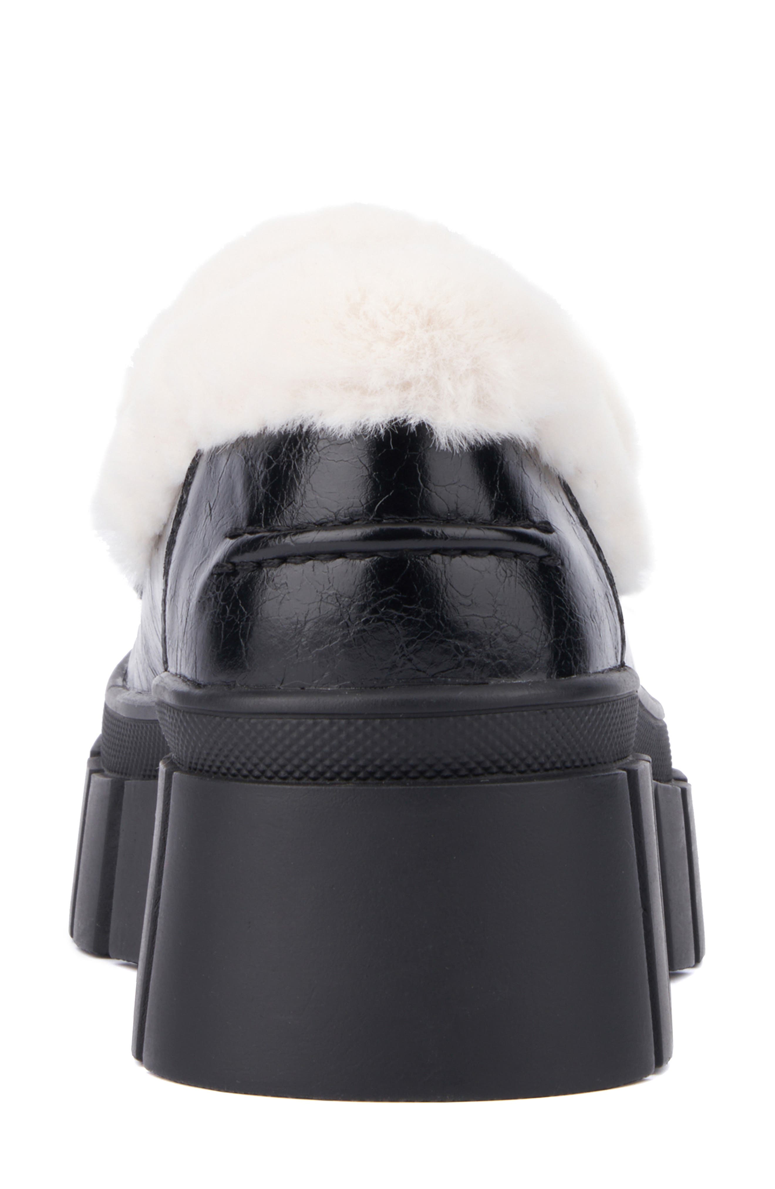 NEW YORK AND COMPANY Seraphina Faux Fur Trim Lug Sole Platform Loafer, Alternate, color, 