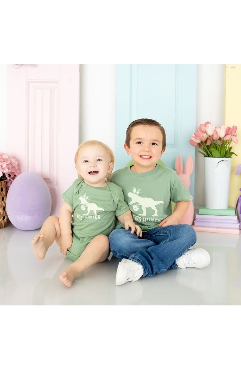 Sweet Wink Egg Hunter Easter Short Sleeve Bodysuit, Alternate, color, Sage