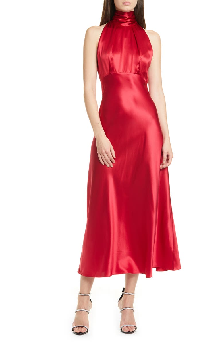 SALONI Michelle Silk Midi Dress, Main, color, 