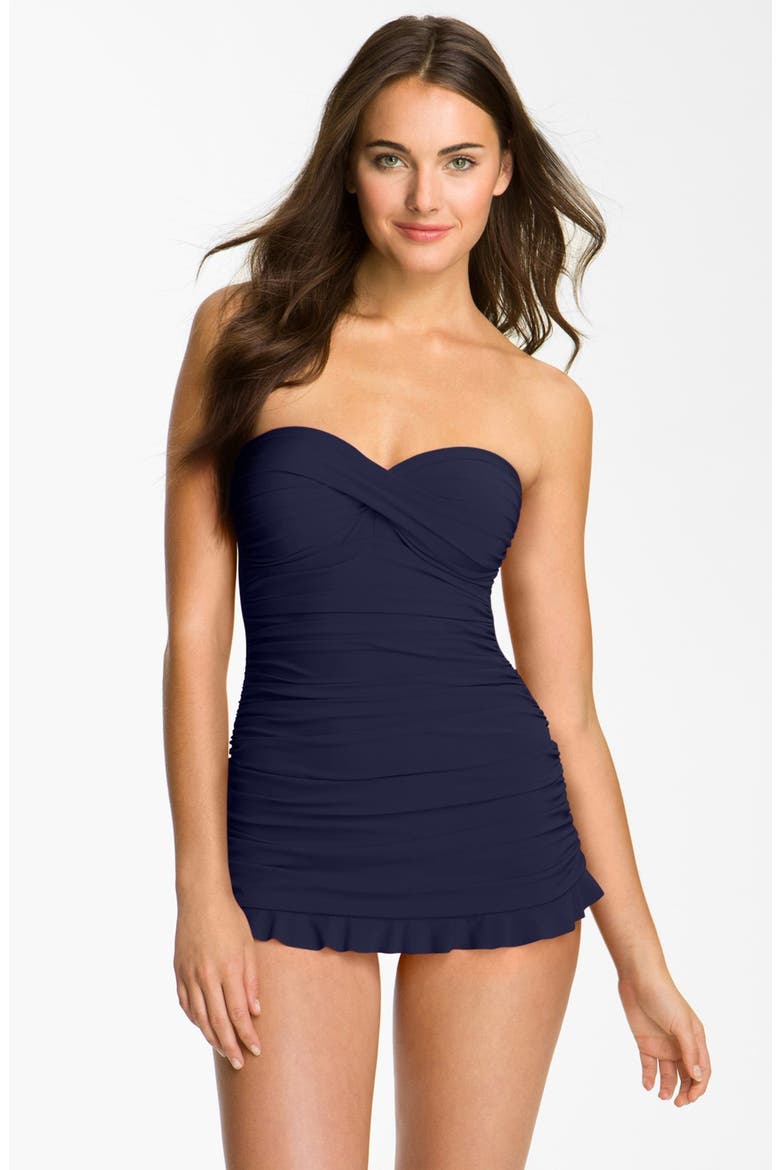 'Tutti Frutti' Skirted One-Piece Swim Dress, Main, color, NAVY