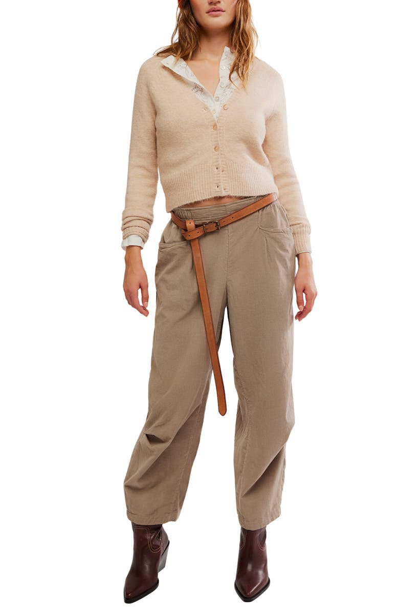 Free People Nice Choice Corduroy Pull-On Pants, Alternate, color, Fossil Dune