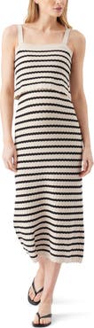 Ripe Maternity Pointelle Stripe Knit Maternity and Nursing Midi Dress