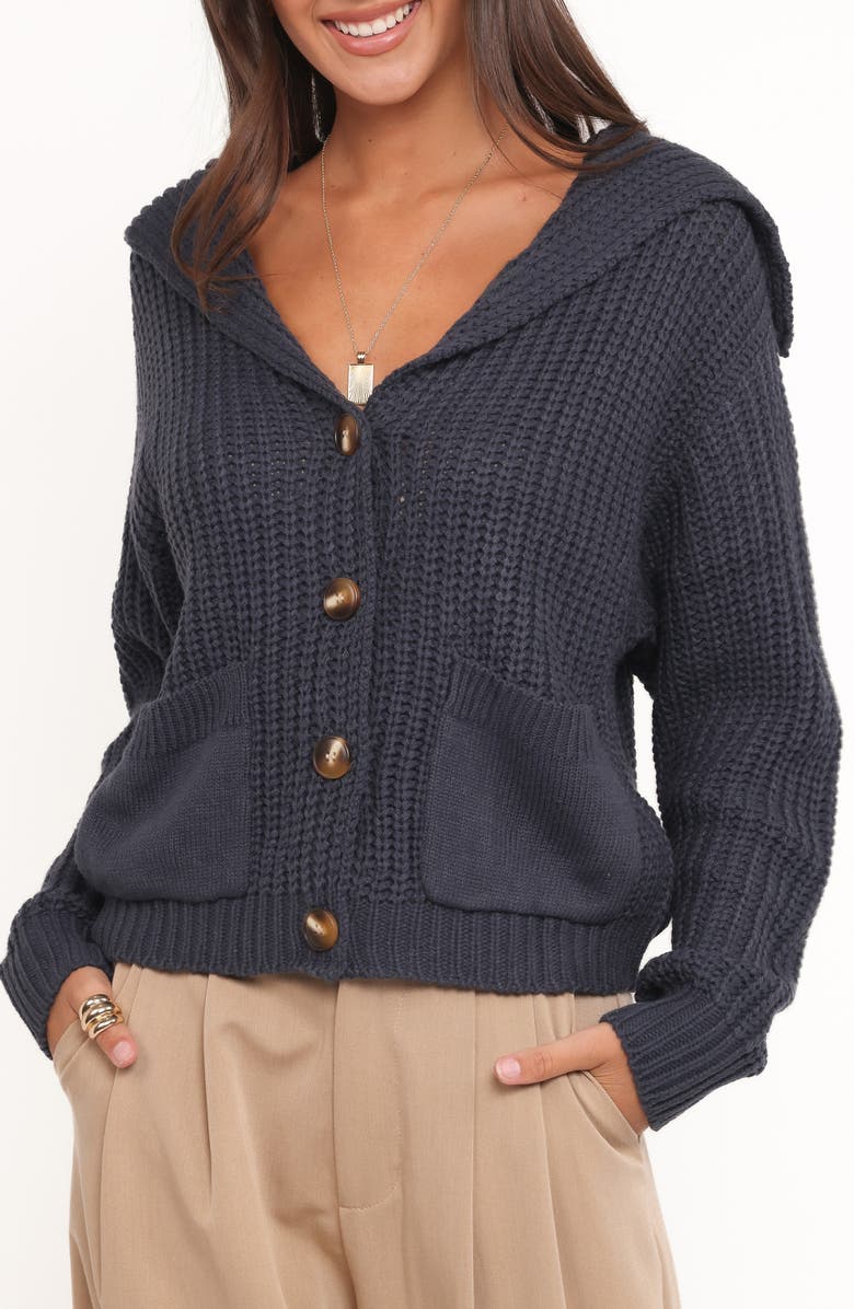 Petal & Pup Amelia Sailor Collar Cardigan, Main, color, Navy