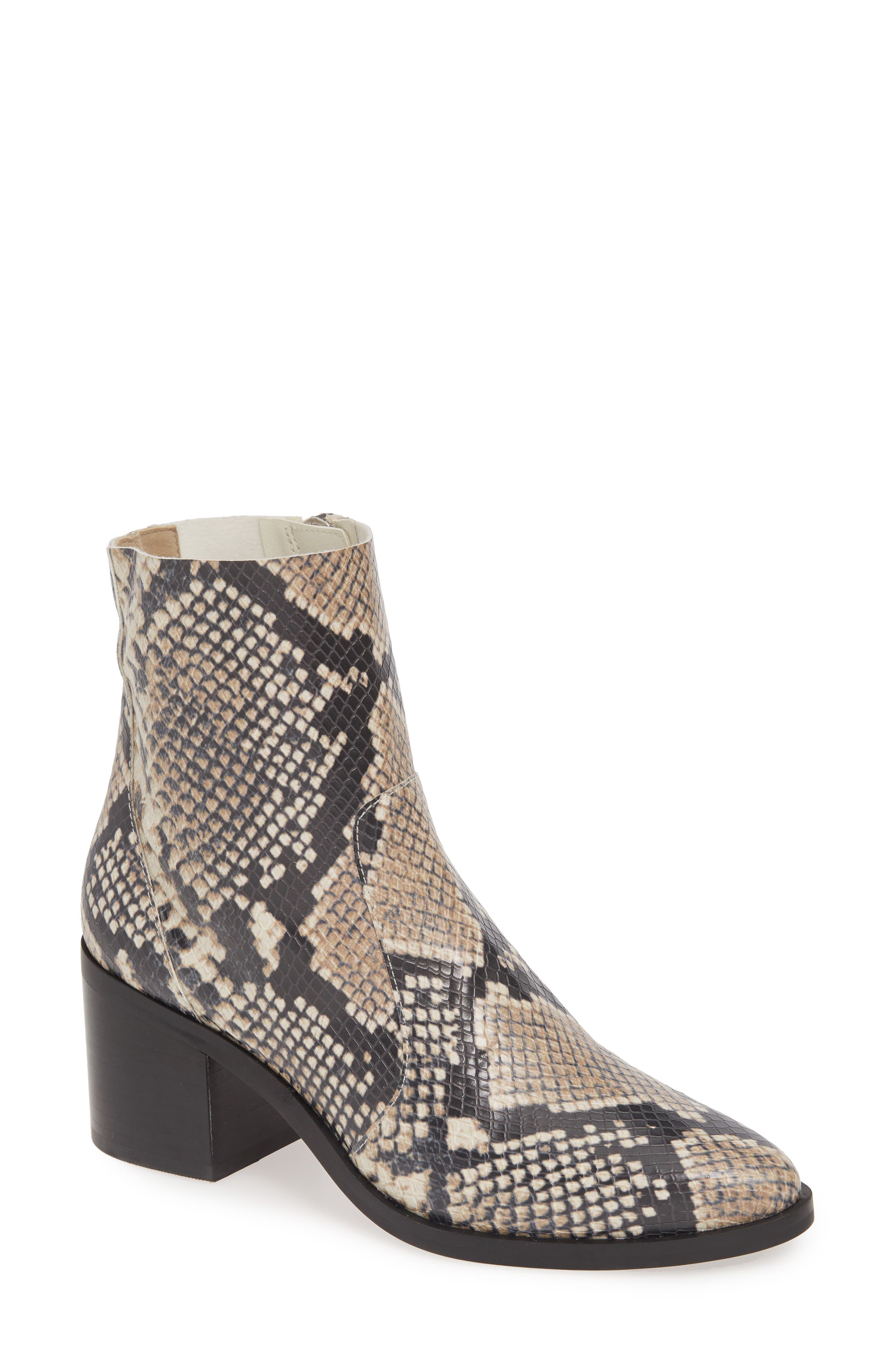 Fern Bootie, Main, color, NATURAL SNAKE FAUX LEATHER
