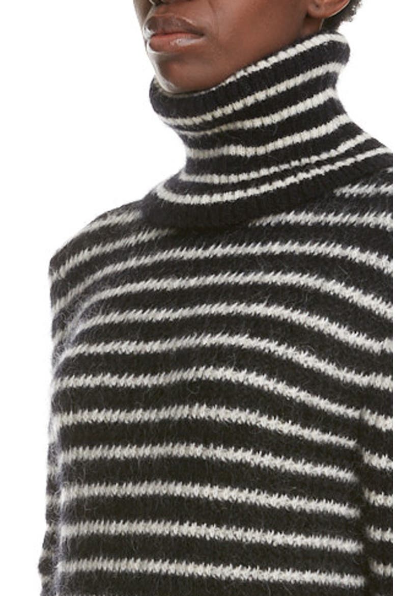 Stripe Turtleneck Sweater, Alternate, color, NOIR/ NATUREL