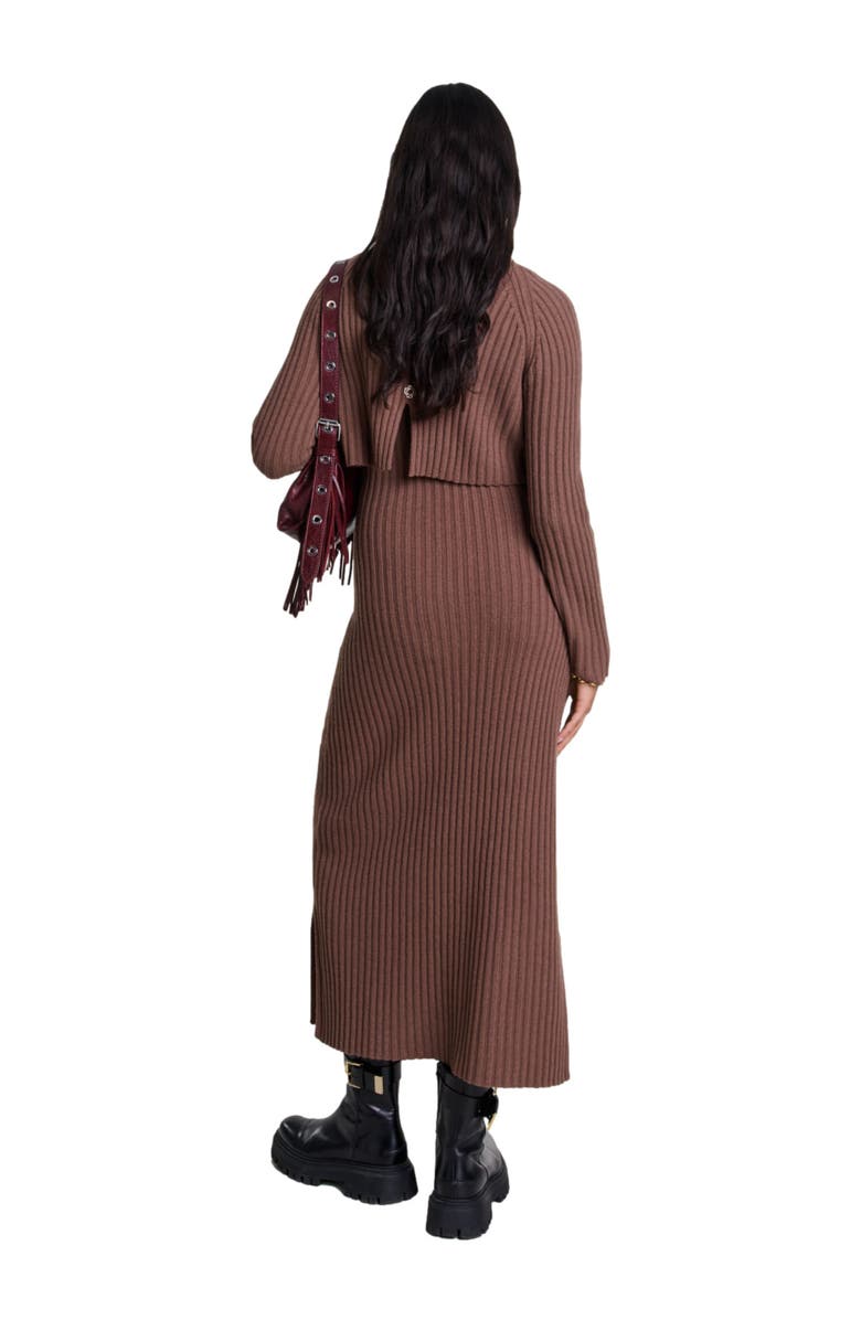 maje 2-in-1 wool maxi dress, Alternate, color,