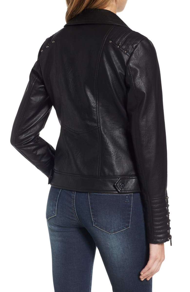 Steve Madden Studded Faux Leather Biker Jacket, Alternate, color, 