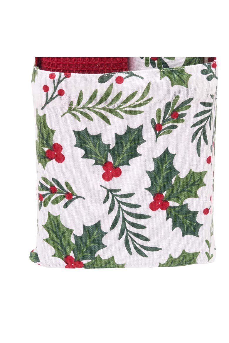 Holly Spring Berry Towel & Tote Bag Gift Bundle Set of 3, Alternate, color, Red