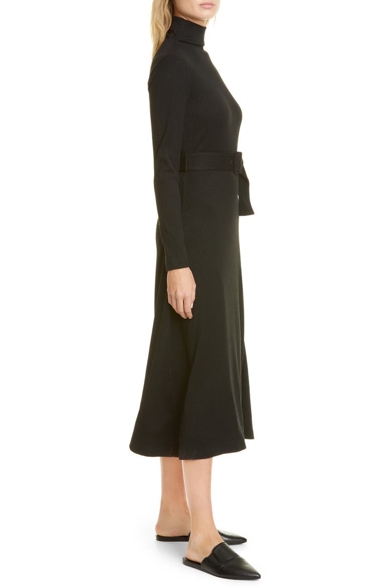 Melissah Knit Long Sleeve Midi Dress, Alternate, color, BLACK
