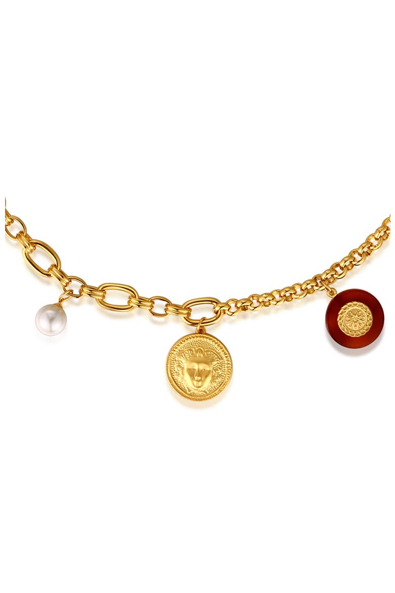 Retro Coin Necklace, Alternate, color, Gold & Red