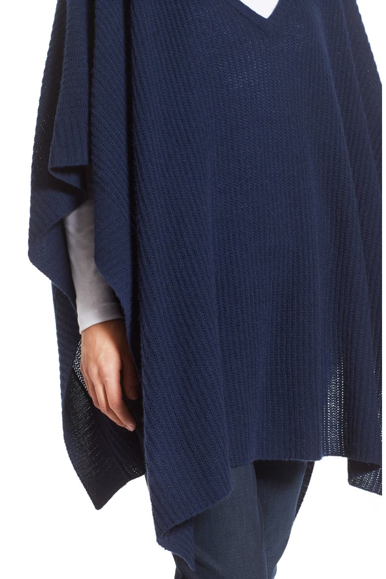 Cashmere Poncho, Alternate, color, NAVY NIGHT