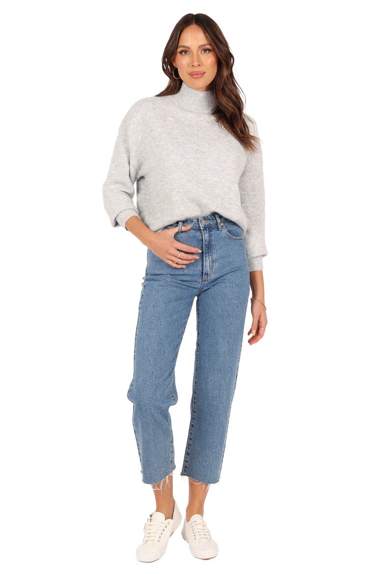 Brianna Mock Neck Sweater, Alternate, color, HEATHER GREY