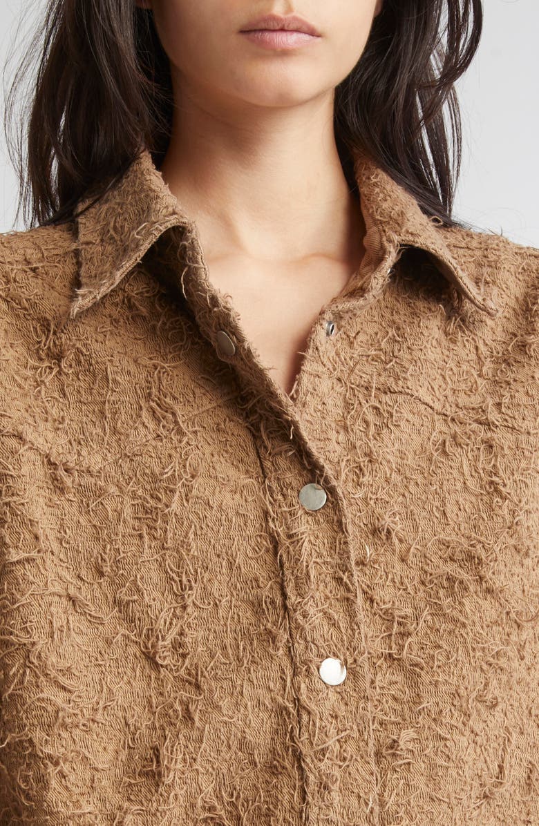 Haikure Belty Fur Denim Shirt Jacket, Alternate, color, Camel