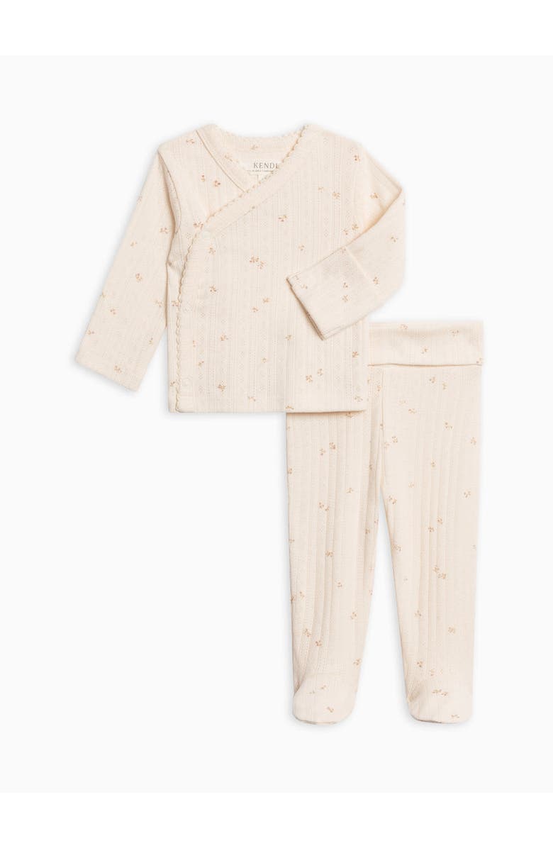 Colored Organics Lacey Pointelle Kimono Top and Pant Set, Alternate, color, Loren Floral