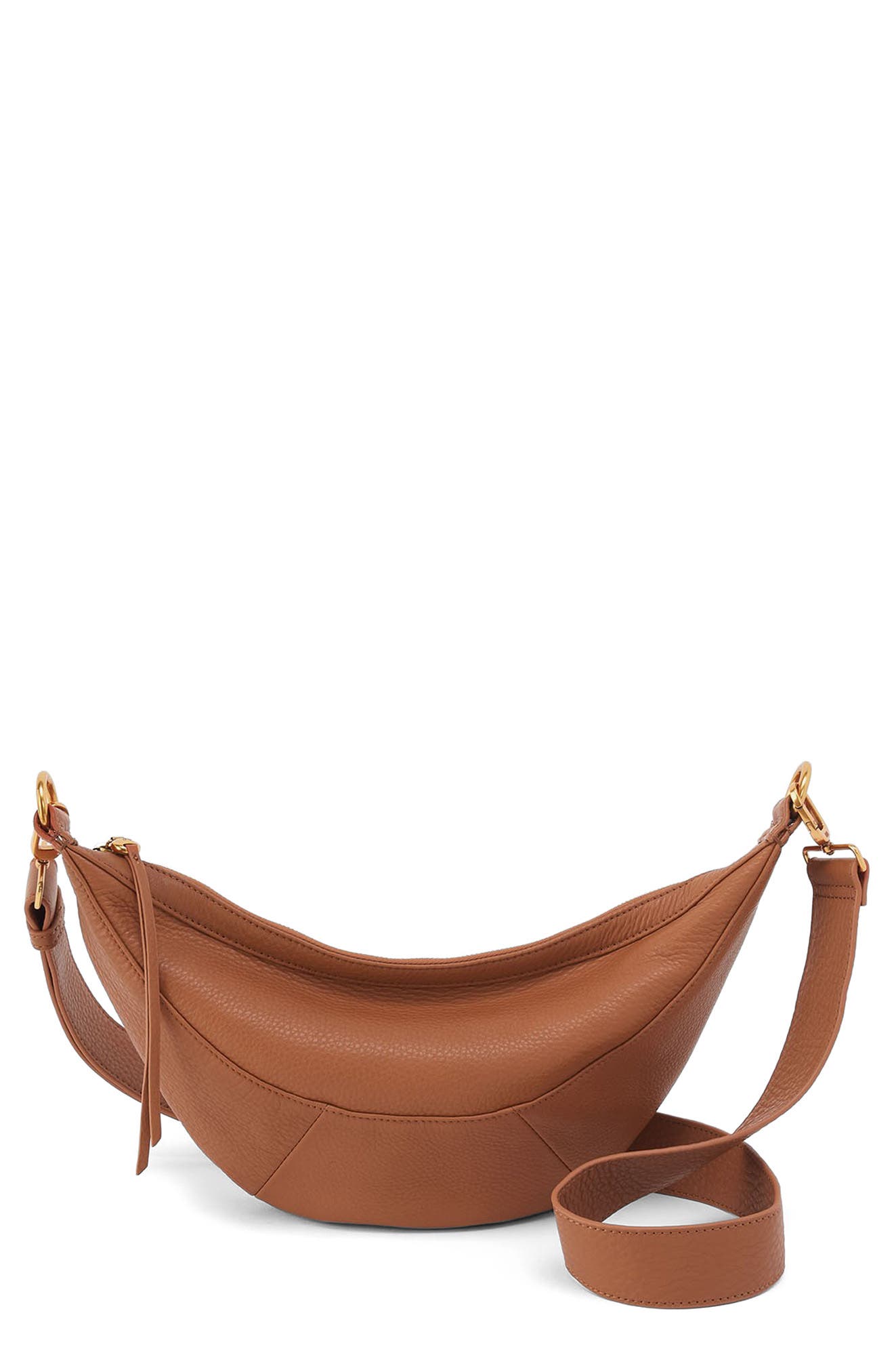 HOBO Carmen Leather Sling Bag, Main, color, Warm Honey