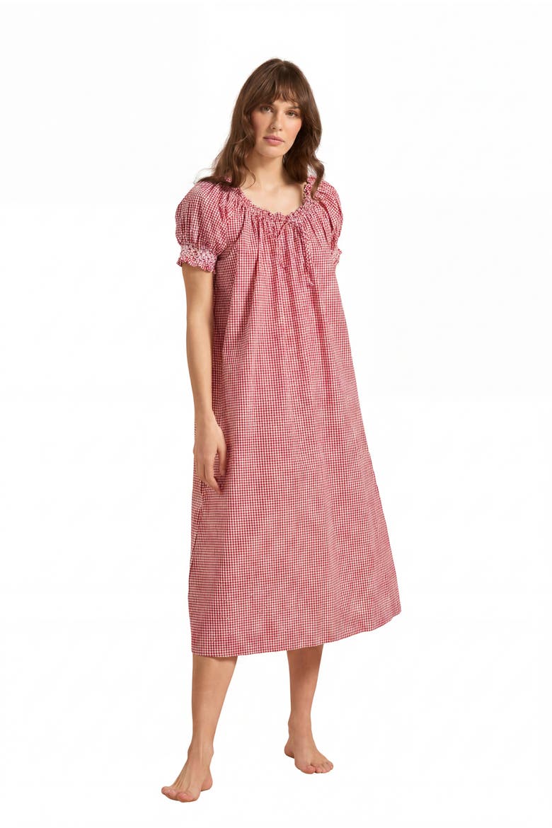 Clover Long Nightdress, Alternate, color, Redcurrant Gingham