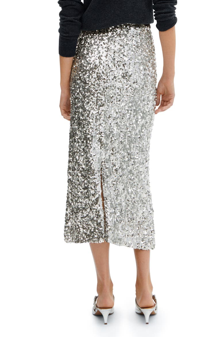 Sequin Midi Skirt, Alternate, color, SILVER