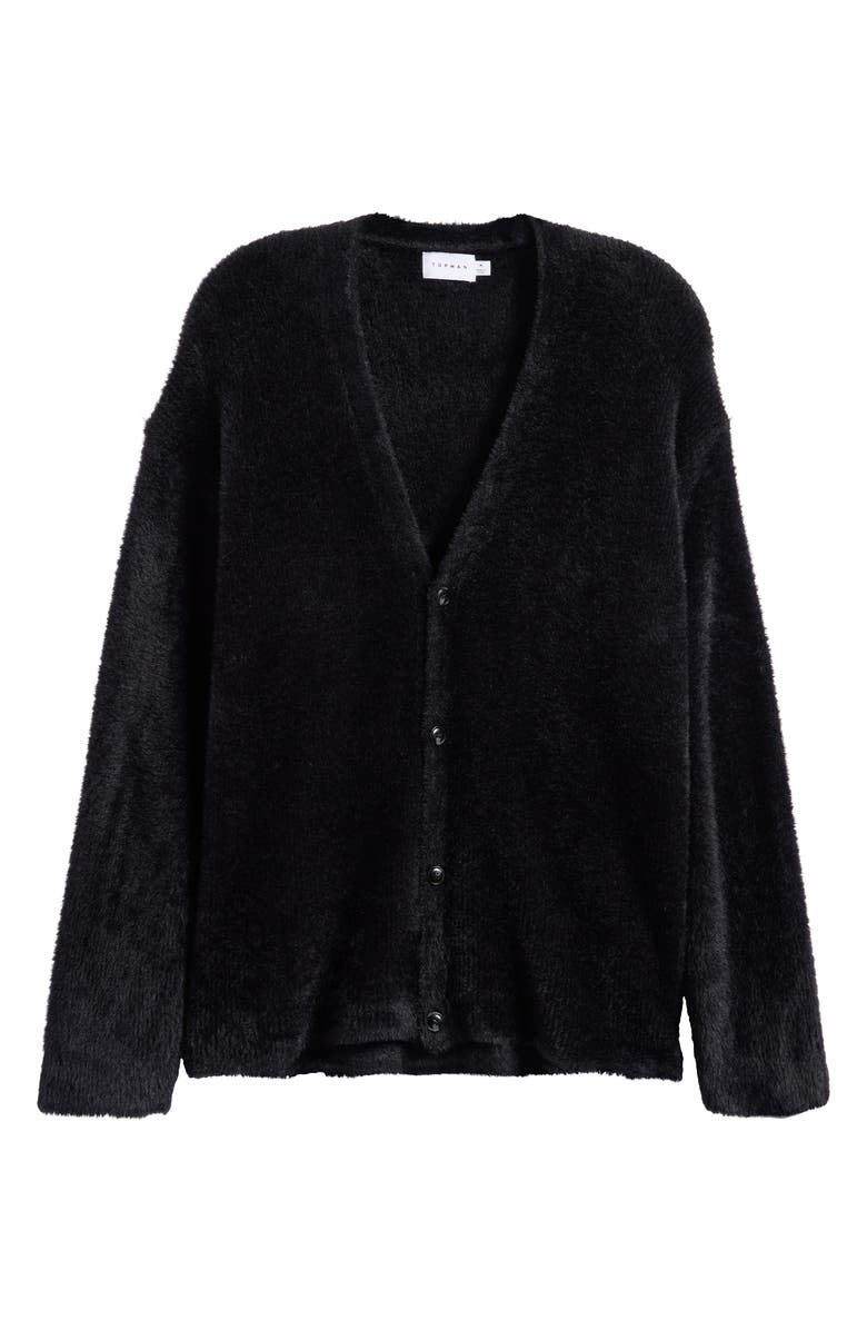 Topman Fluffy Cardigan, Alternate, color, Black