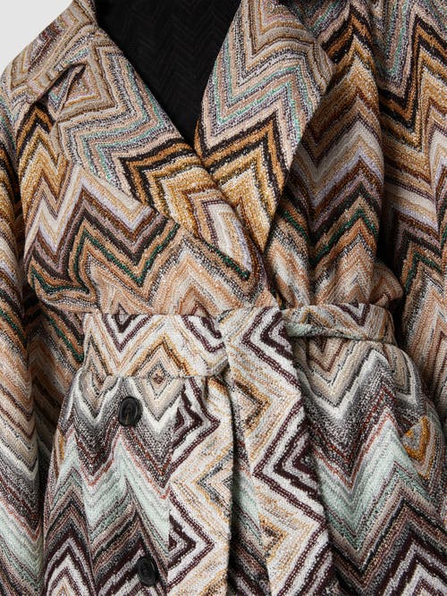 MISSONI MISSONI VISCOSE AND LAMÉ WOOL TRENCH COAT WITH BELT 