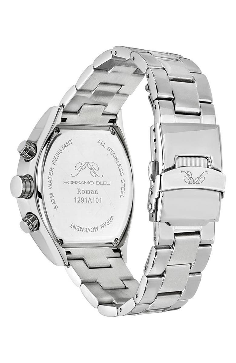 PORSAMO BLEU Roman Chronograph Bracelet Watch, 42mm, Alternate, color, Silver