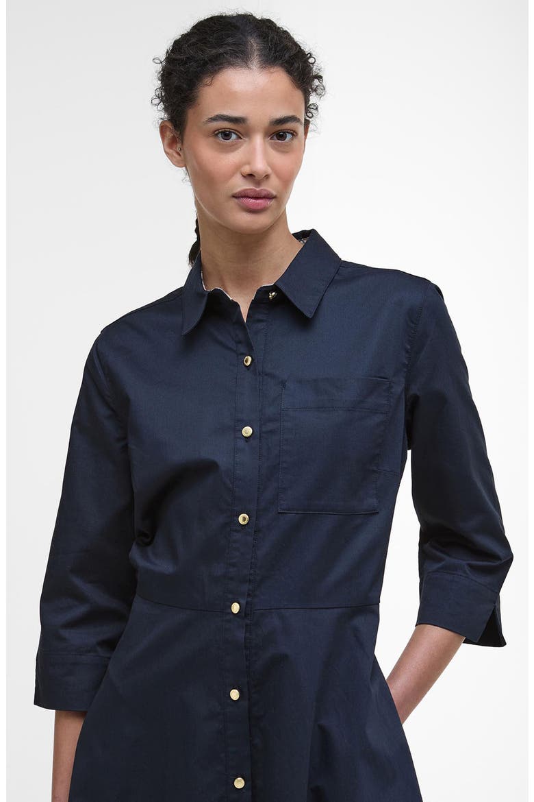 Saffron Cotton Fit & Flare Midi Shirtdress, Alternate, color, DARK NAVY