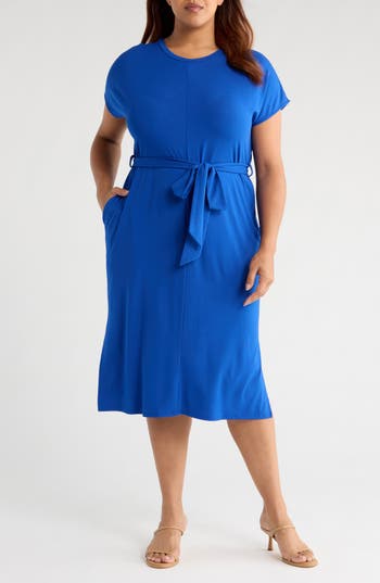 sky blue knee length dress Flutter-Sleeve A-Line Dress with Bow Back