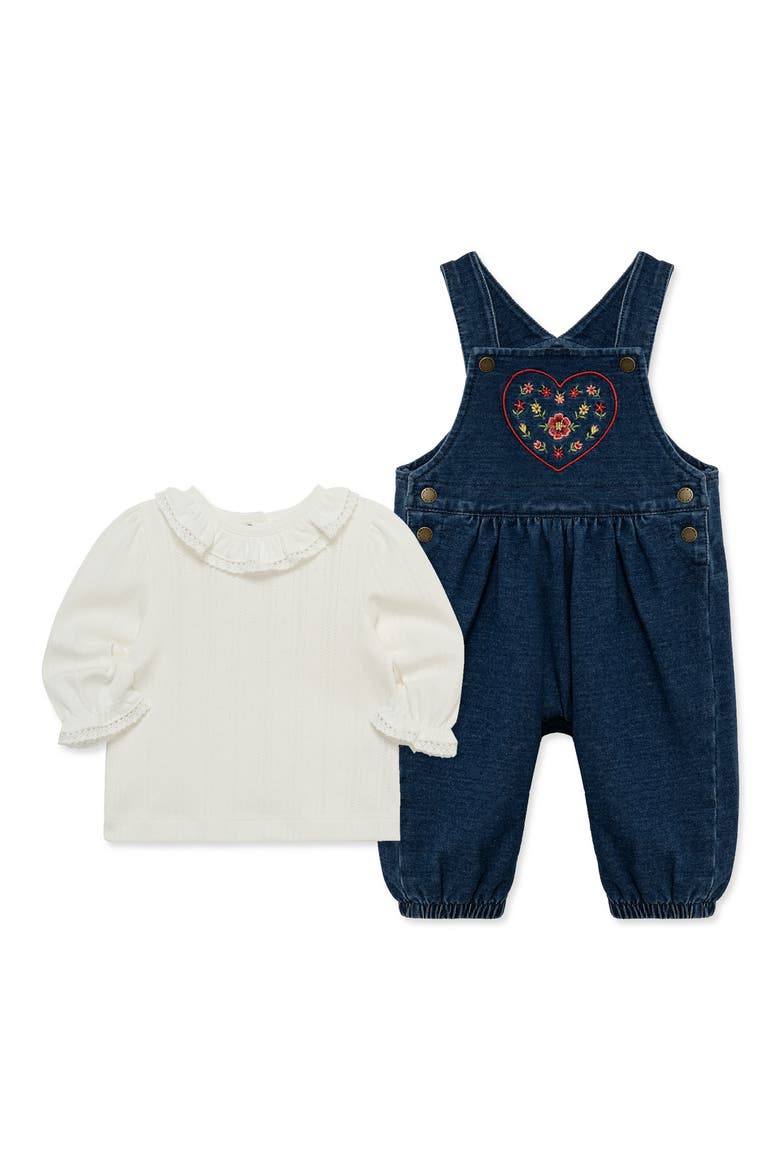 Kids' Heart Overall & T-Shirt Set, Alternate, color, DENIM