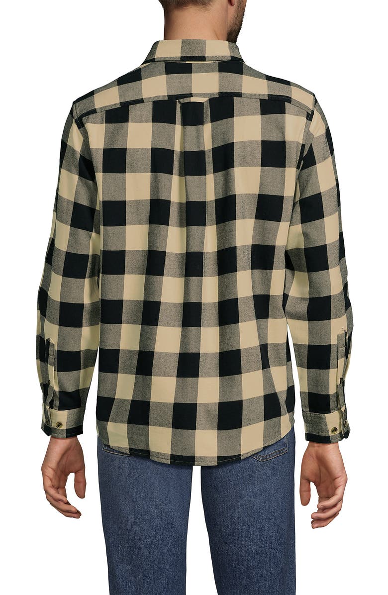 Lands' End Flagship Flannel Shirt, Alternate, color, Black/Champagne Buffalo Check