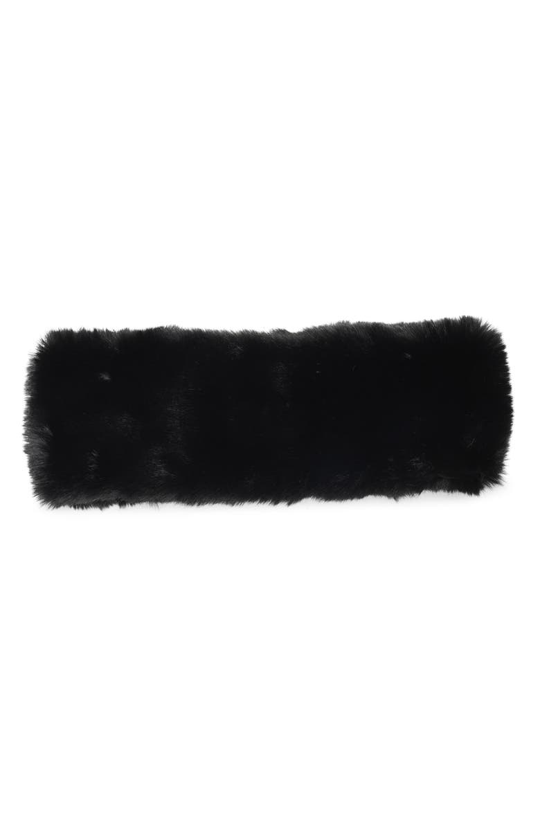 BCBG Faux Fur Headband, Main, color, Black