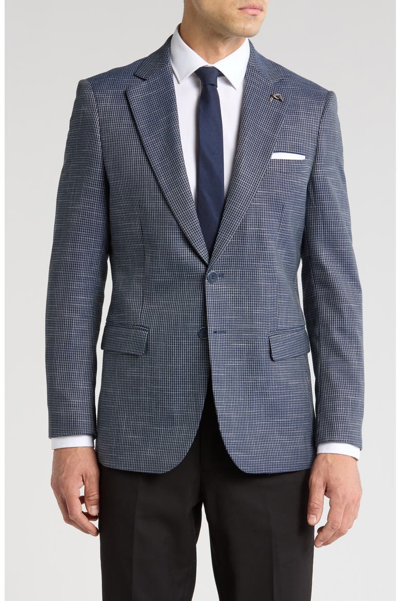 Slim Fit Houndstooth Blazer, Main, color, NAVY