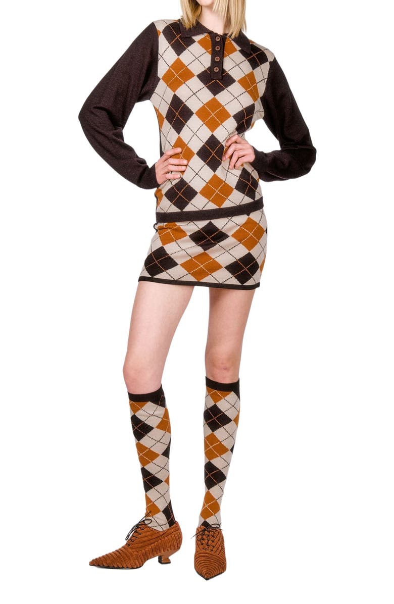 Anna Sui Argyle Knit Skirt, Main, color, 