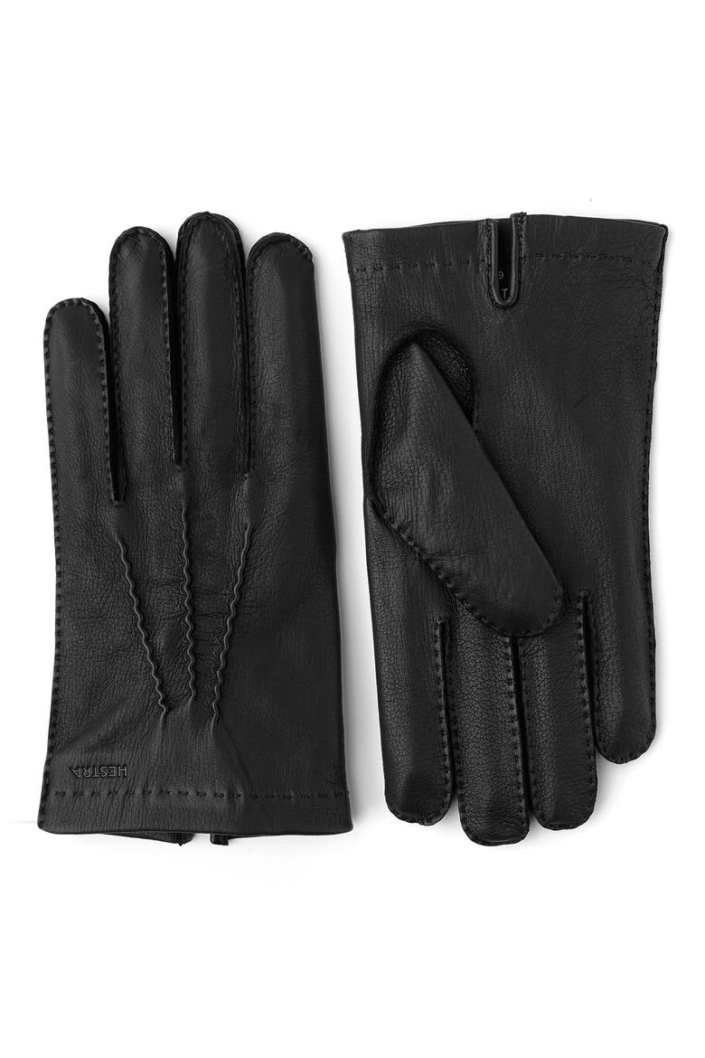 Henry Leather Gloves, Main, color, BLACK