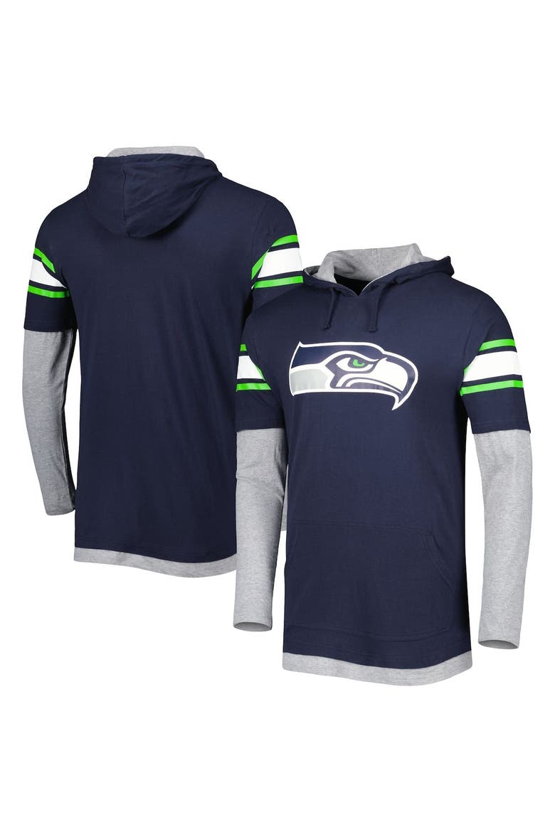 Men's New Era College Navy Seattle Seahawks Long Sleeve Hoodie T-Shirt, Alternate, color, Navy