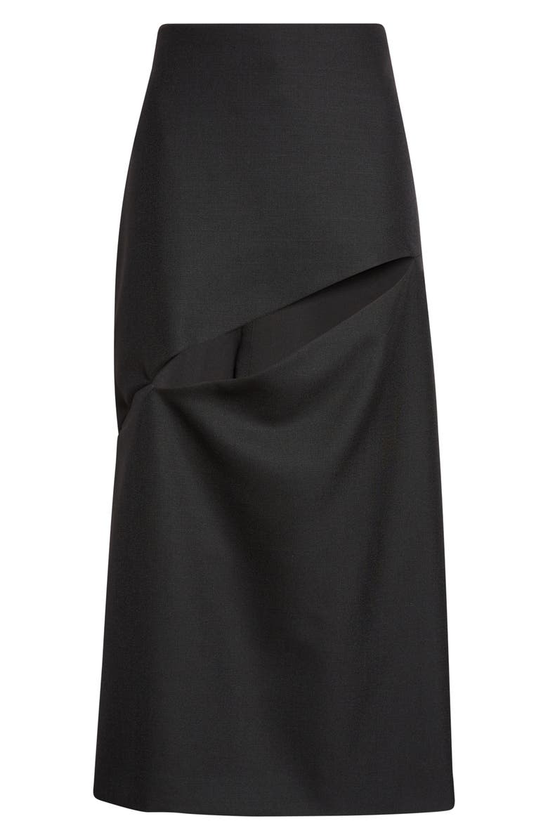 Jil Sander Diagonal Slash Wool & Mohair Midi Skirt, Alternate, color, Black