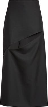 Jil Sander Diagonal Slash Wool & Mohair Midi Skirt