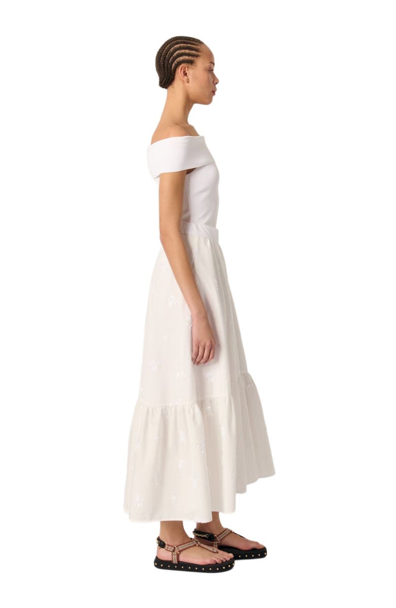 maje Long embroidered skirt, Alternate, color,