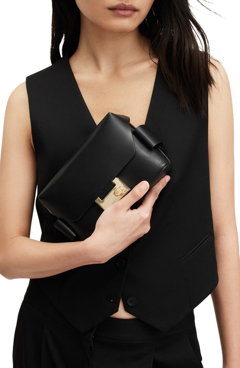 AllSaints Frankie Convertible Leather Crossbody Bag, Alternate, color, Black