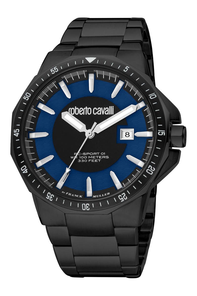 Sport Bracelet Watch, 44mm, Main, color, BLACK