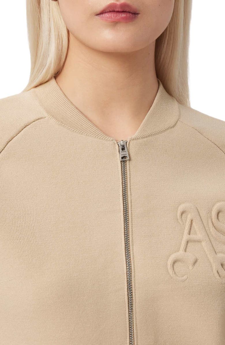 AllSaints Sonny Bomber Cardigan, Alternate, color, Pebble White