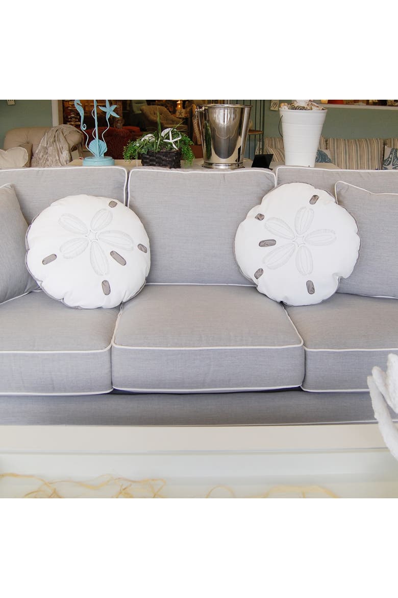 Sand Dollar Shaped Indoor/Outdoor Accent Throw Pillow, Alternate, color, White